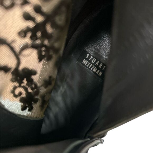 Stuart Weitzman Black Beaded Suede Mid-Calf Pointed Boots Vintage 9.5 Witchycore - Picture 7 of 7